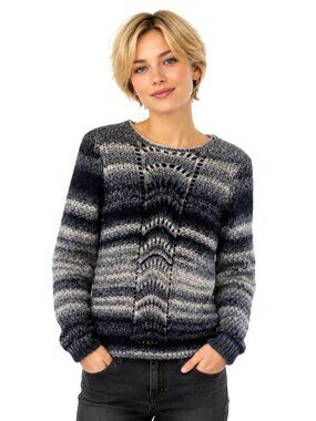 Elsamanda Grey Crochet Knit Italian Wool Sweater